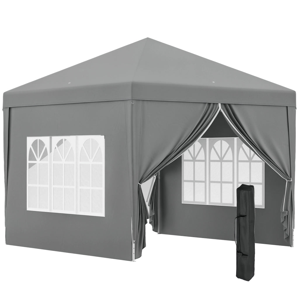 Gazebo da Esterno 3x3 m Pieghevole con 4 Pannelli Laterali, in Acciaio e Tessuto Oxford Grigio Chiaro