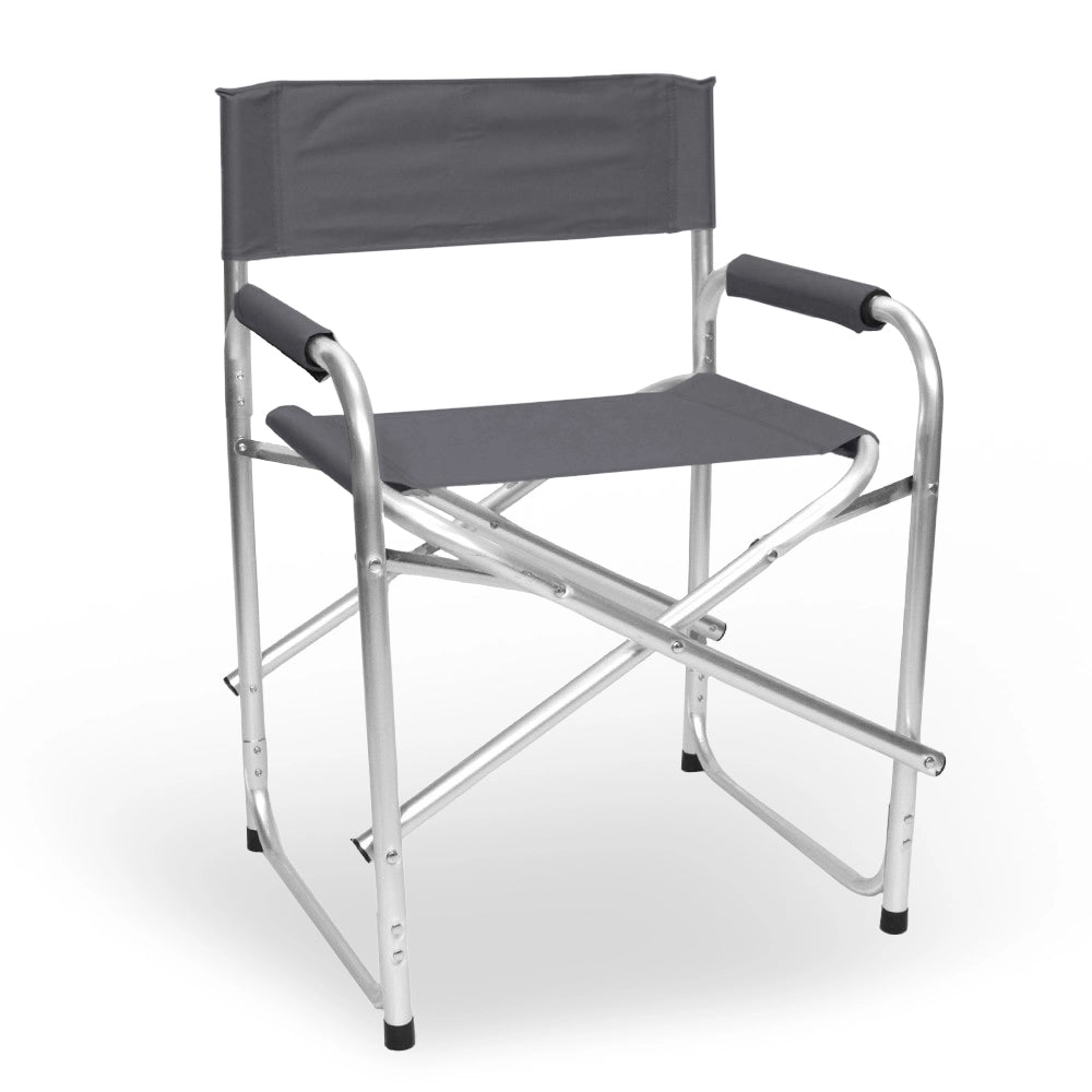 Sedia relax pieghevole Regista in alluminio con rivestimento in textilene grigio