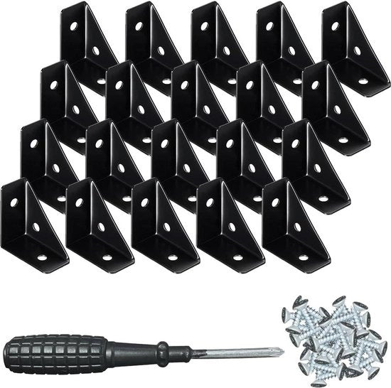 Connettori angolari - set di viti - metallo nero - arredamento - connettori angolari universali - acciaio inossidabile
