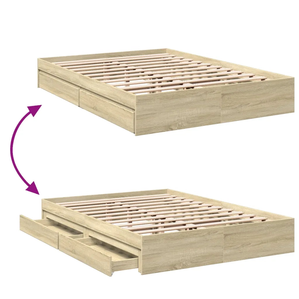 Giroletto Cassetti-Struttura Letto con contenitore Rovere Sonoma 160x200 cm Legno Multistrato 602766