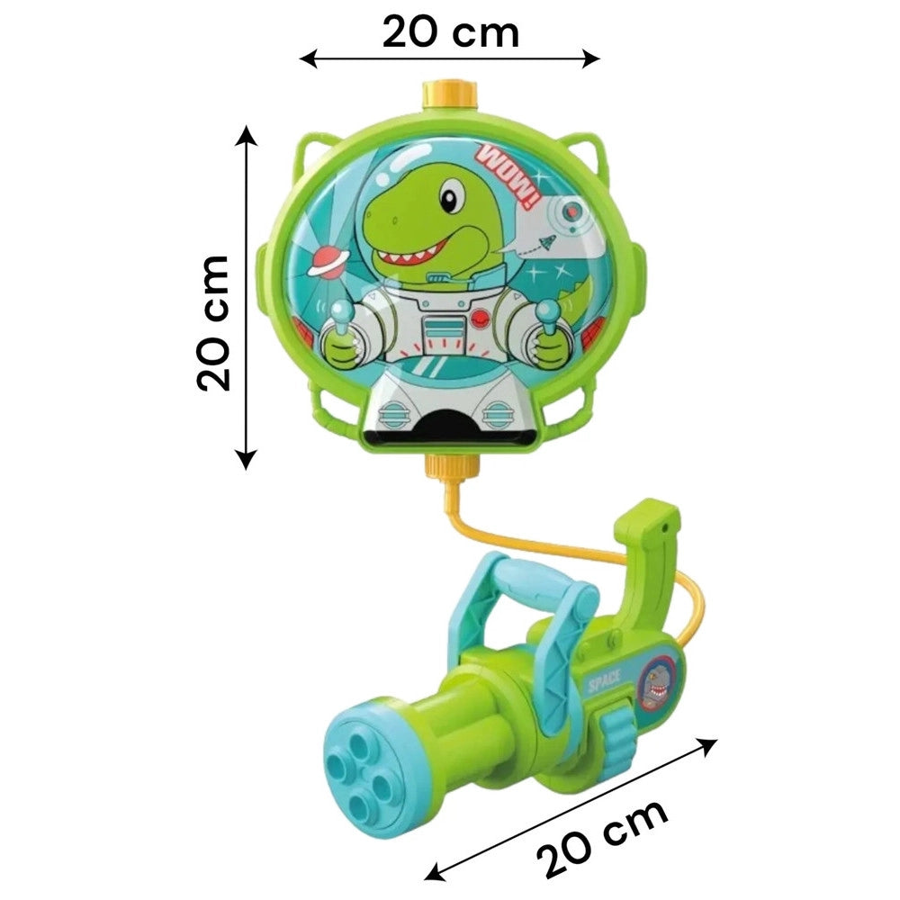 Trade Shop - Pistola Ad Acqua Con Zaino Dinosauro Gioco Per Bambini Spiaggia Estate 1300ml 618549 -