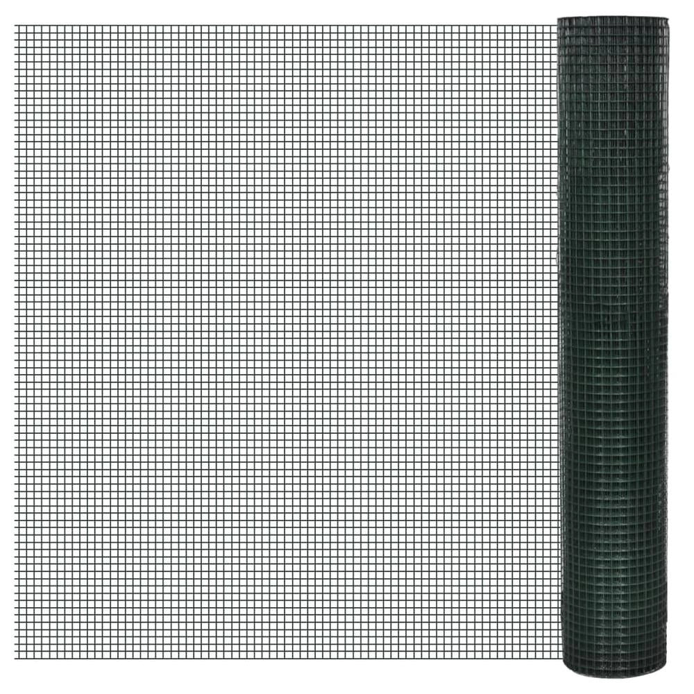Wire Fence For Chickens, Galvanized Steel, 1x25 M, Green