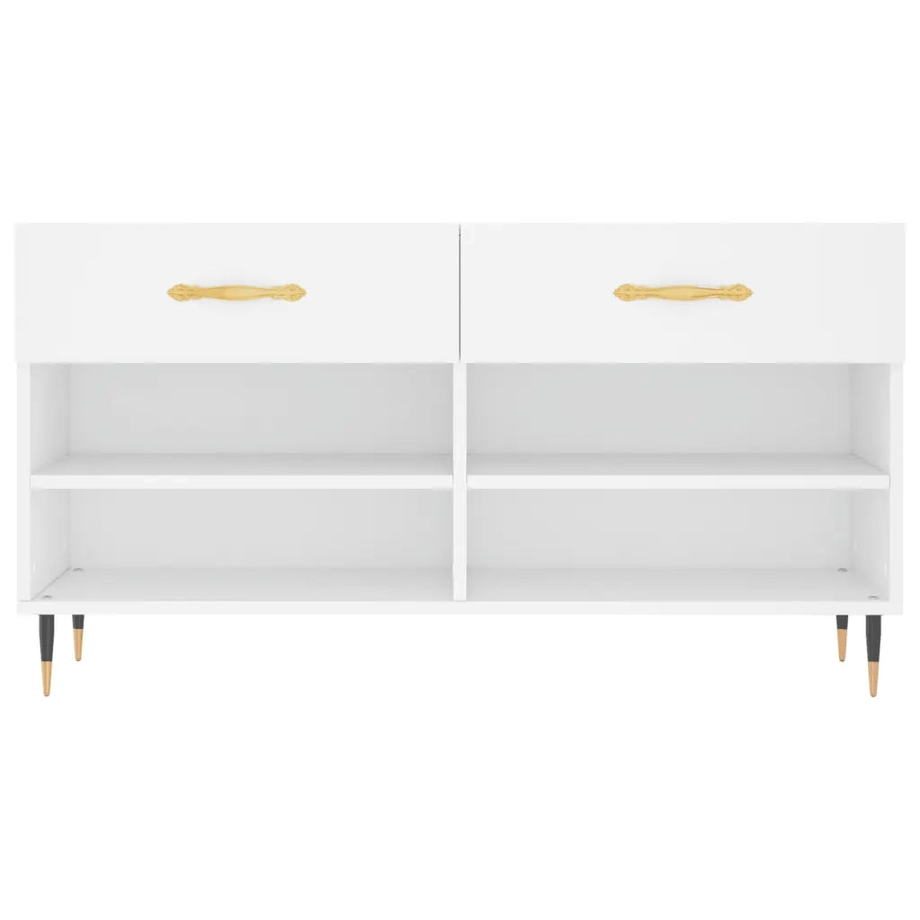 Panca Porta Scarpe-Sgabello-Panca Scarpiera Bianca 102x35x55 cm in Legno Multistrato 651777