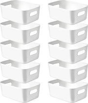 Cassetto di Stoccaggio in Plastica con Maniglie per Bagno - Bianco Medio