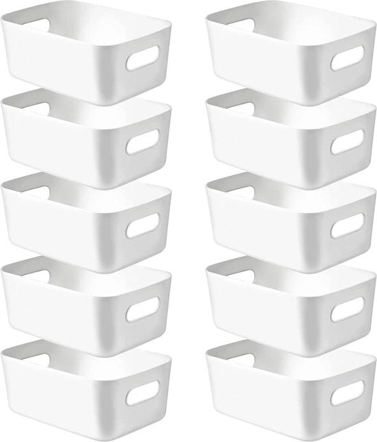 Cassetto di Stoccaggio in Plastica con Maniglie per Bagno - Bianco Medio