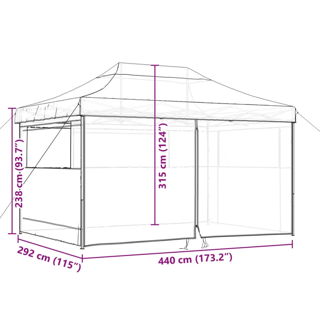Tendone per Feste Pieghevole Pop-Up con 4 Pareti Nero