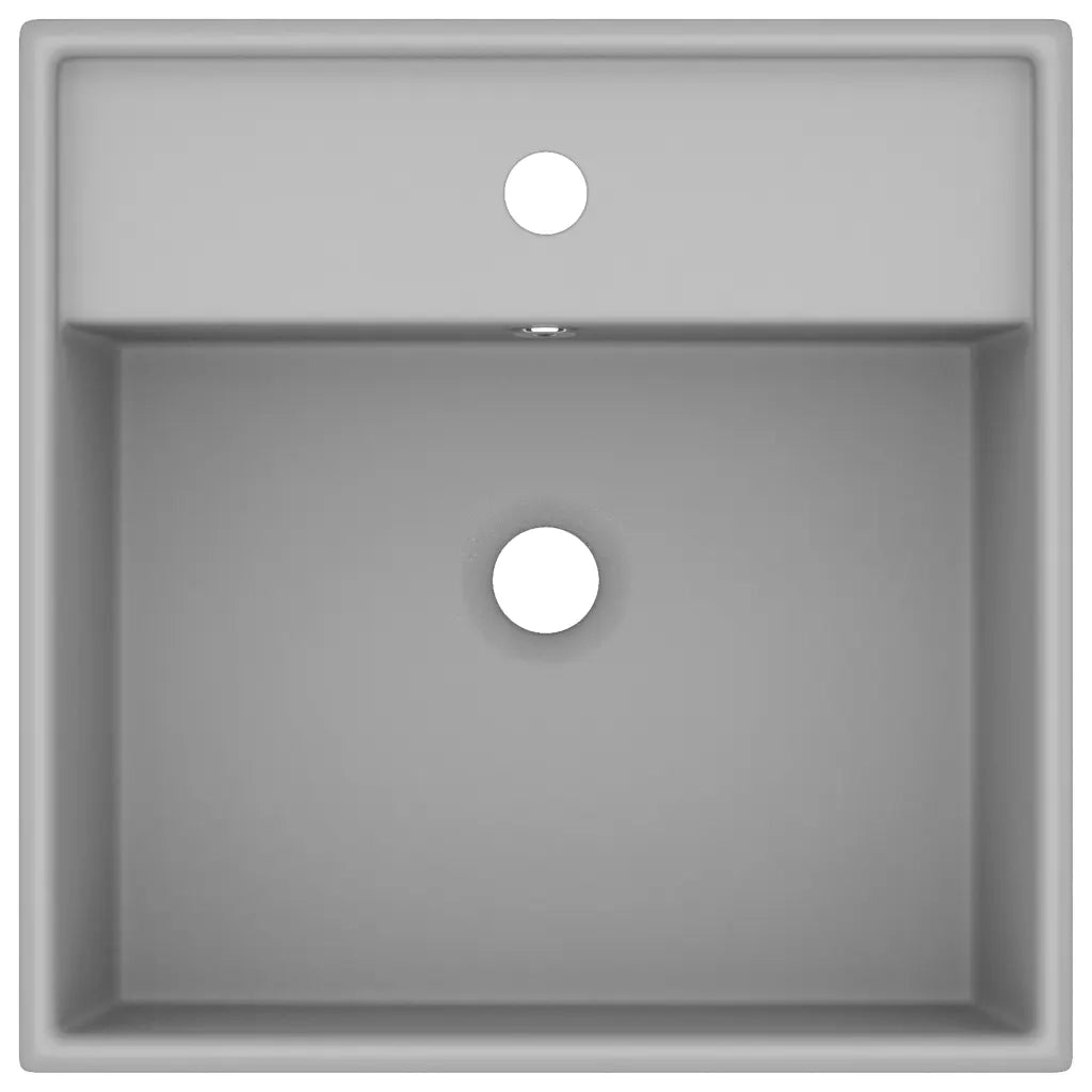 Lavabo con Troppopieno Cubico Grigio Opaco 41x41 cm in Ceramica 146949