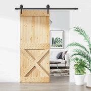 Porta scorrevole Naturale e Nero 85 x 210 cm 3445131