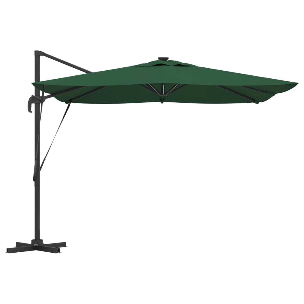 Ombrellone a Sbalzo Roma con LED Verde 286x285x270 cm Alluminio