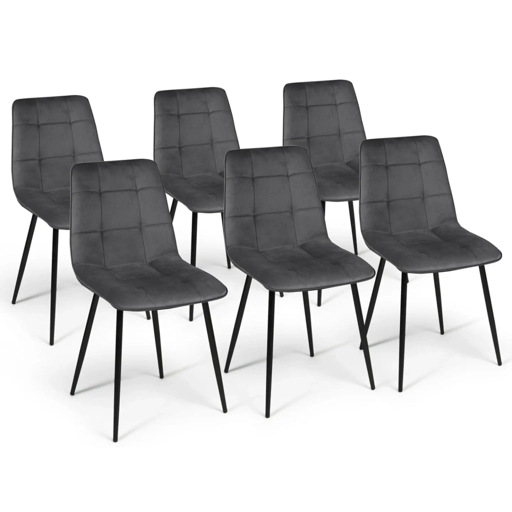 IDMarket - Set di 6 sedie da pranzo in velluto grigio scuro MILA