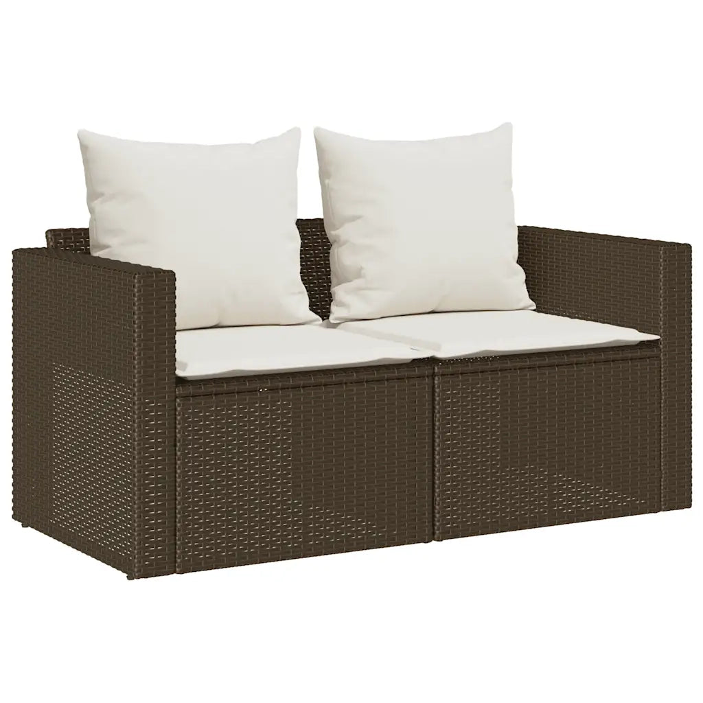 Set Divano da Giardino 5 pz con Cuscini Marrone in Polyrattan