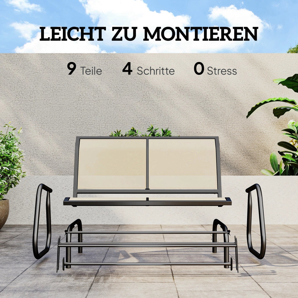 Panchina a Dondolo 2 Posti ¨C zephmum ¨C 120x70x85 cm Nero+Beige