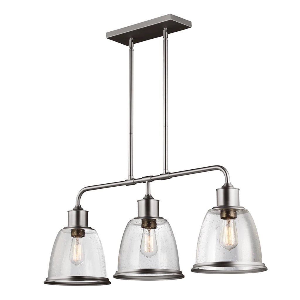 Lampadario Contemporaneo Hobson Acciaio Nichel Satinato 3 Luci E27