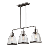 Lampadario Contemporaneo Hobson Acciaio Nichel Satinato 3 Luci E27