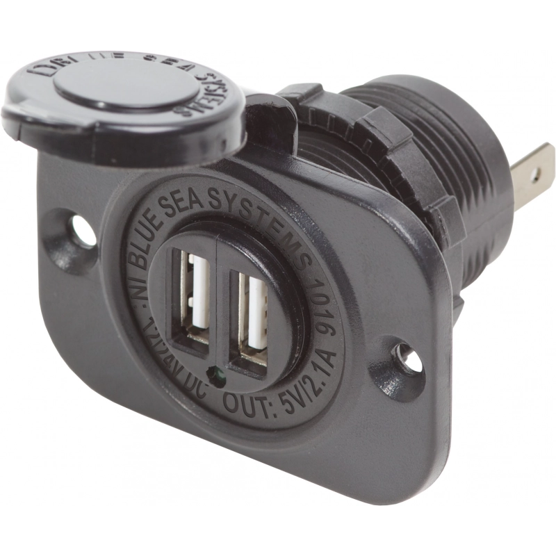 DOPPIA PRESA USB 12V. NERA BLACK SOCKET WITH DUAL USB PORT