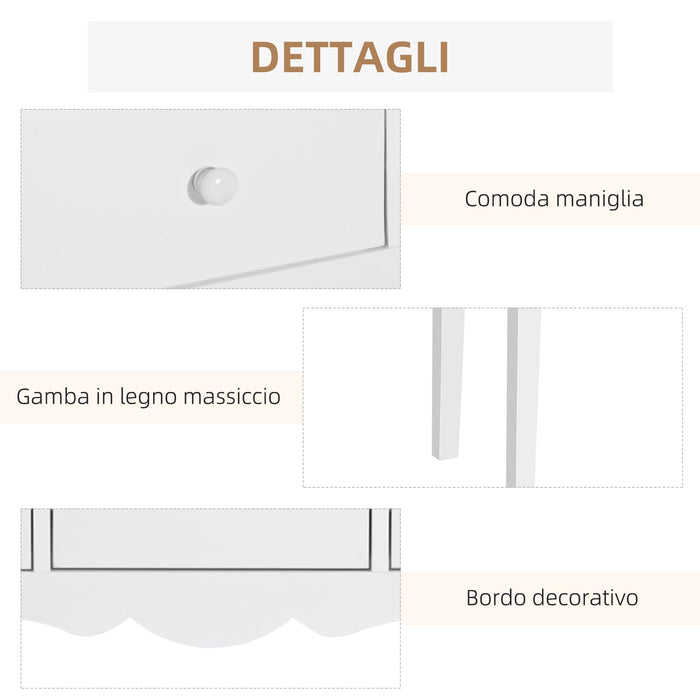 Consolle da Ingresso con 3 Cassetti 100x32x85 cm Bianco