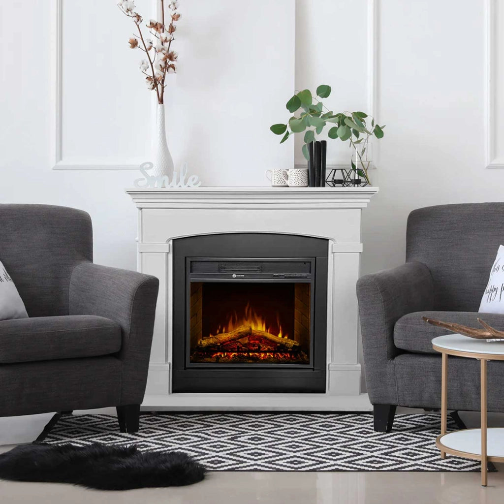 Adams - Camino elettrico da terra in legno 107x24xH95,2 cm, effetto fiamma