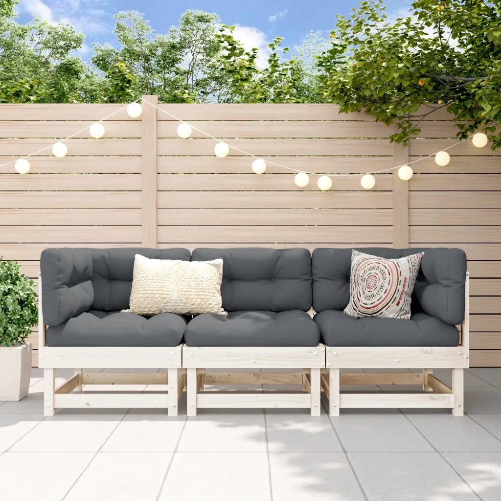 Salotto da Giardino-Set Salotto da Giardino 3 pz Bianco in Legno Massello di Pino 163841