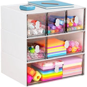 Organizzatore per ufficio con 6 cassettoni, 3 livelli organizzatore trasparente per ufficio, organizzatore multifunzionale per cosmetici per scuola, casa, bagno, camera da letto