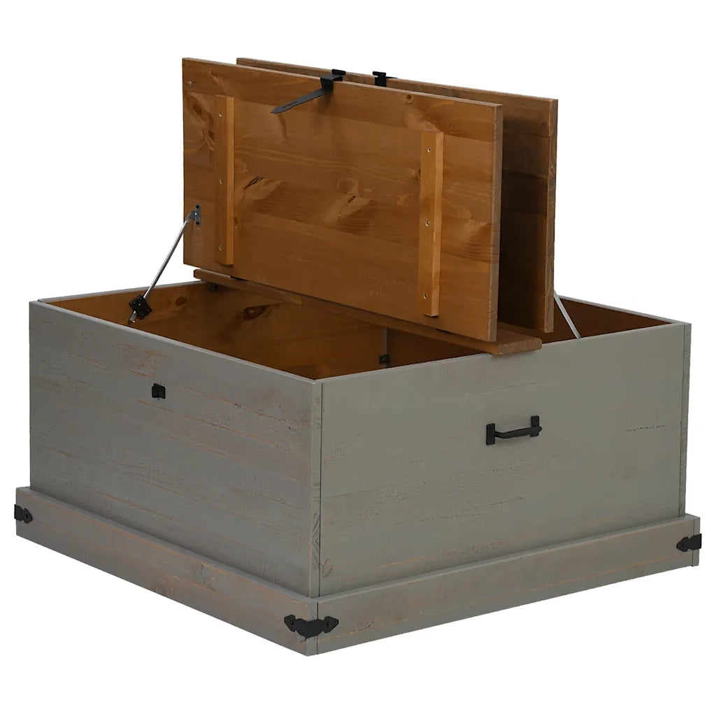 Cassapanca HALDEN Grigio 91x91x47 cm in Legno Massello di Pino