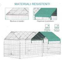 Recinto per Animali con Telo di Copertura in Acciaio con Porte, 220x103x103cm