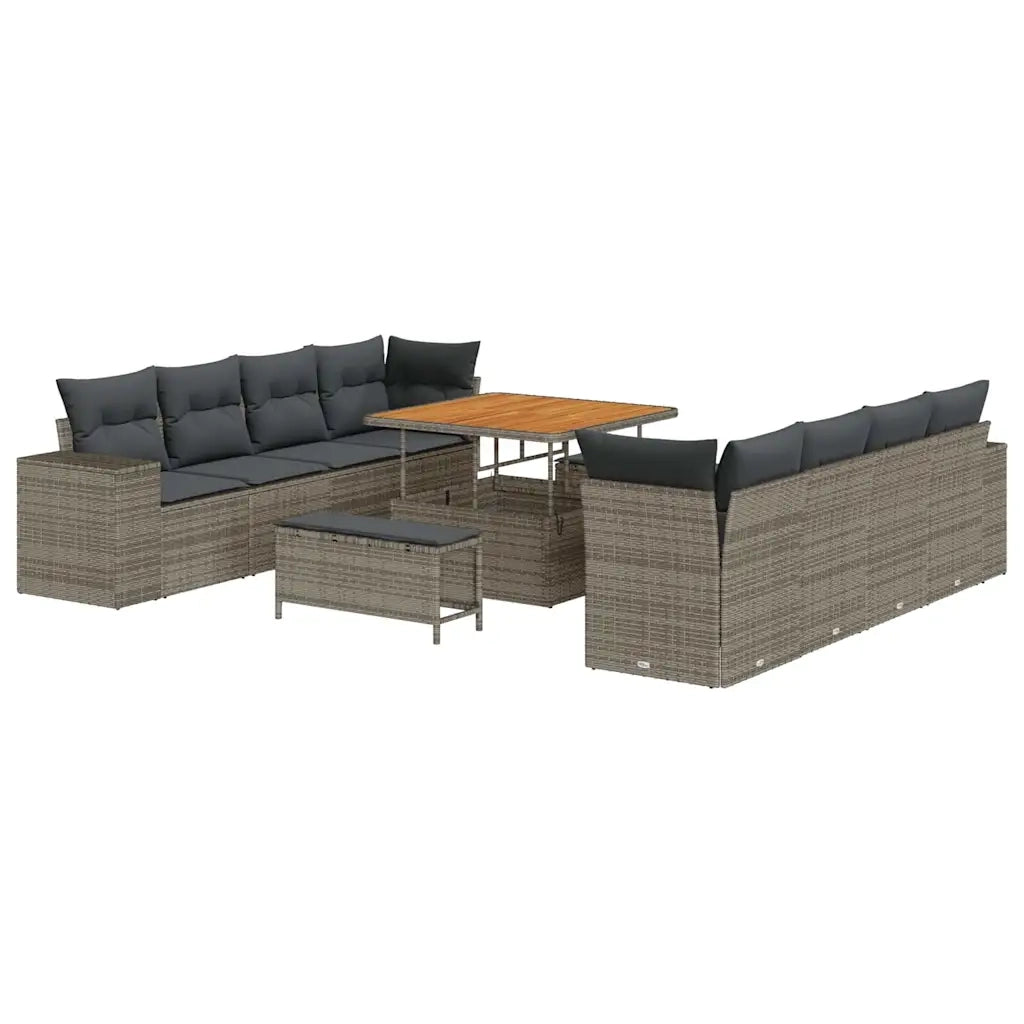 Set Divano da Giardino con cuscino 11 pcs Grigio polyrattan 3361988
