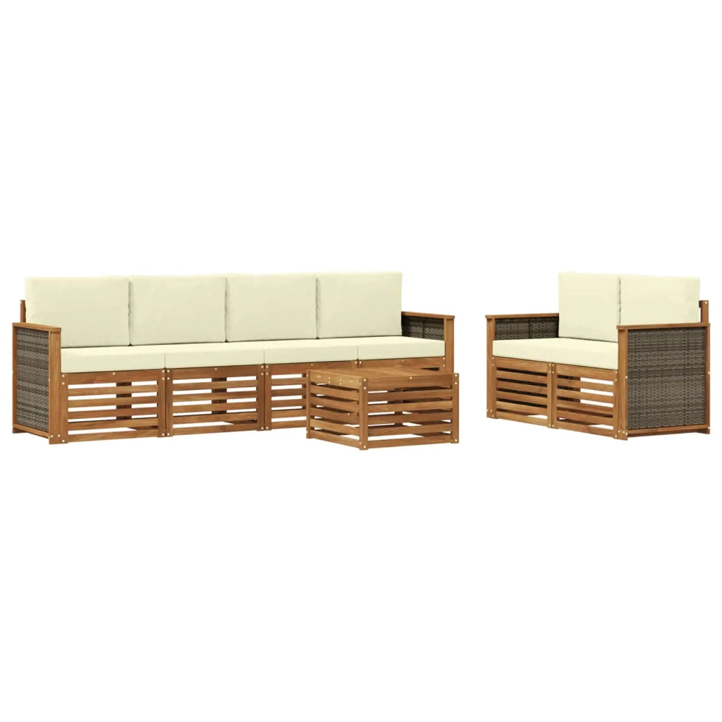 Set di divani da esterno 7 pz Naturale e Crema 3384046