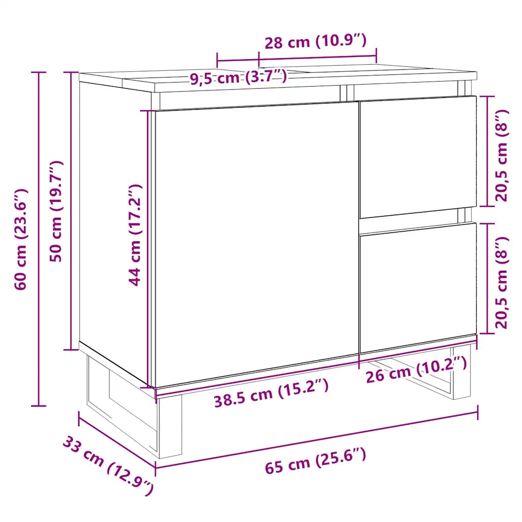 Armadietto da Bagno | Armadio da bagno Rovere Sonoma 65x33x60 cm Legno Multistrato