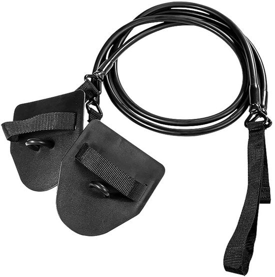 Allenamento con pedali manuale - Manubrio rimovibile con cinta elastica - Resistenza in legno - Progettazione ergonomico - Allenamento di forza - Materiale TPE premium - Allenatore per nuoto