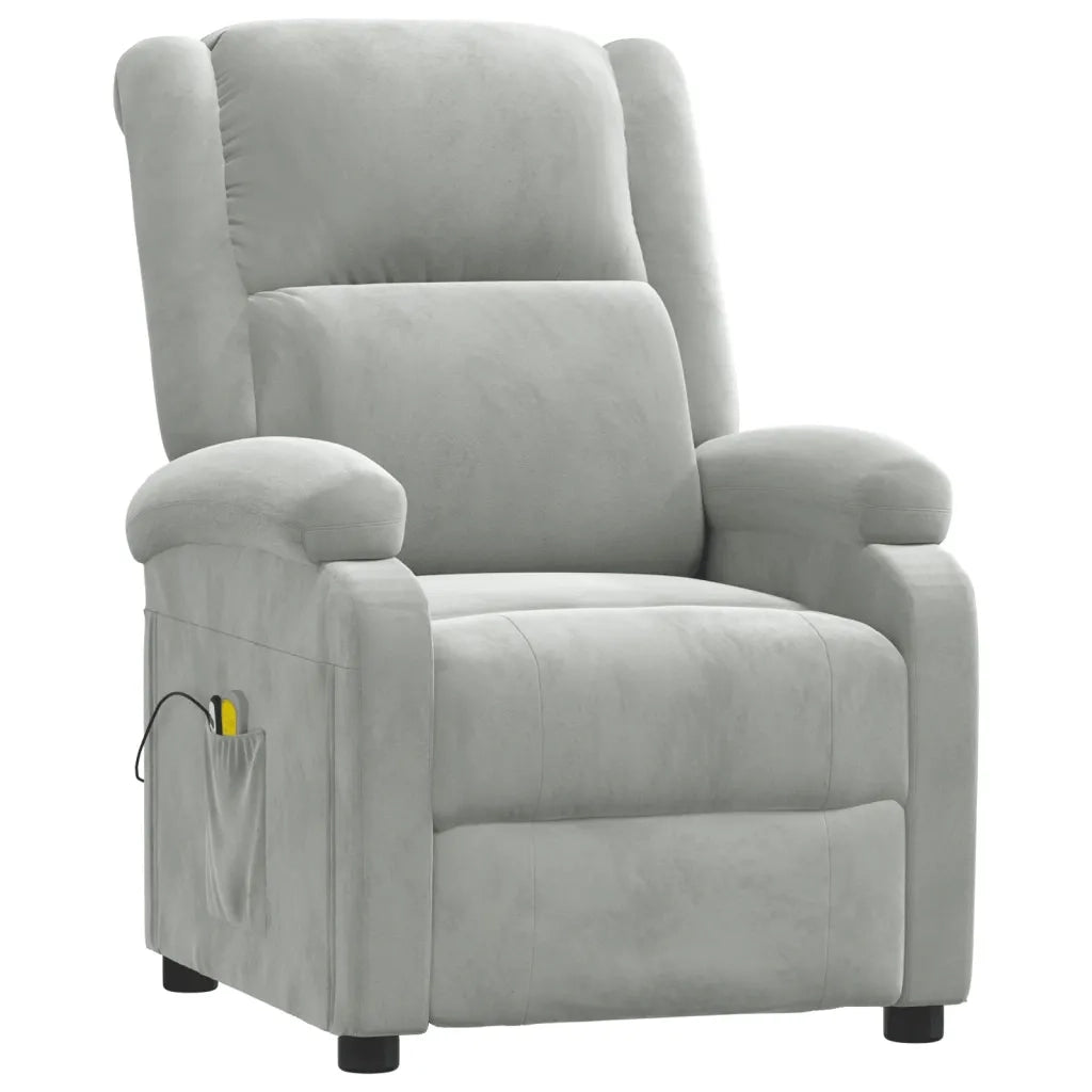 Poltrona Massaggiante Elettrica Grigio Chiaro in Velluto 3098404