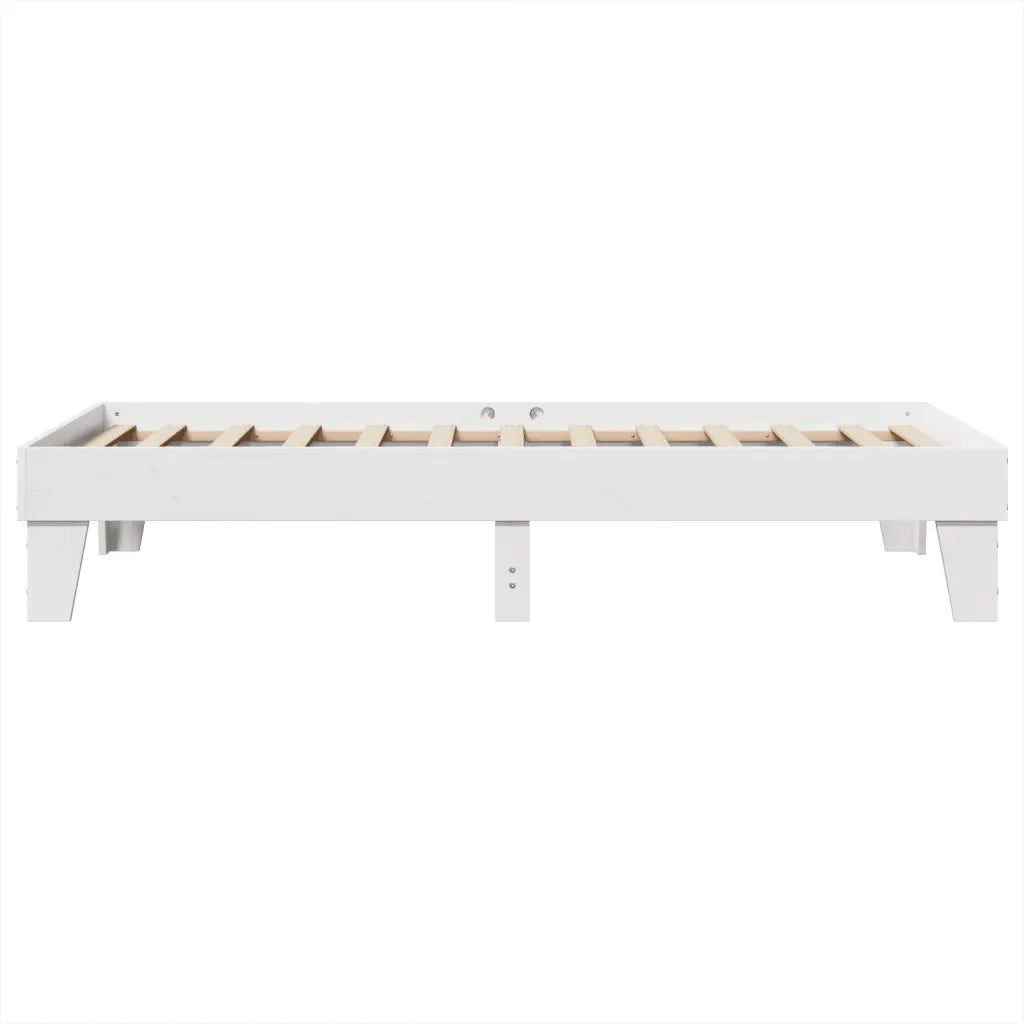 Letto senza Materasso Bianco 75x190 in Legno Massello di Pino 855380