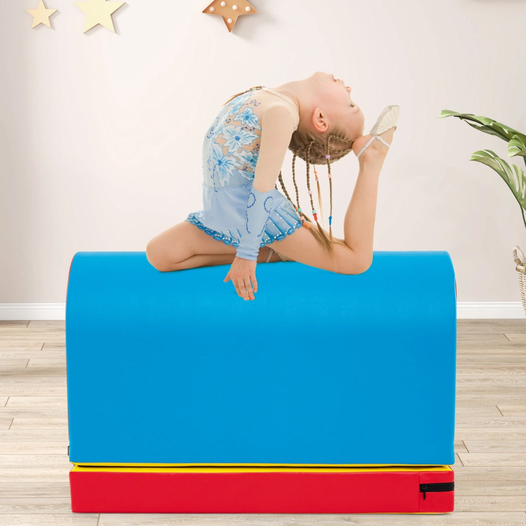 Appetino per capriole mailbox scatola ginnastica ecopelle tappetino rimovibile maniglia casa palestra-Attrezzo sicuro e resistente per bambini Blu