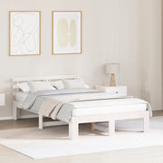 Letto in Pino Bianco Bianco Legno Massello 140 x 190 cm Durevole