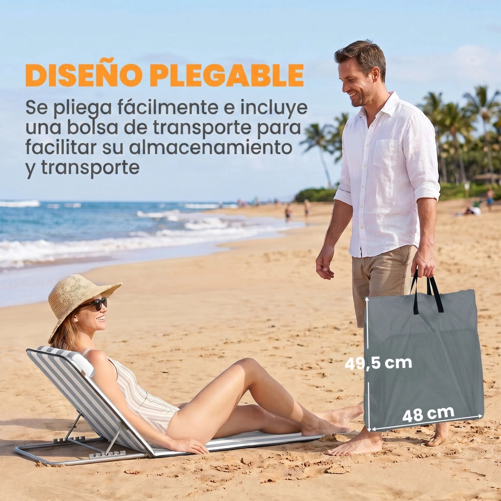 Divanetto 2 posti reclinabile con poggiatesta e borsa ¨C zephmum ¨C 134x48x33-43 cm bianco grigio
