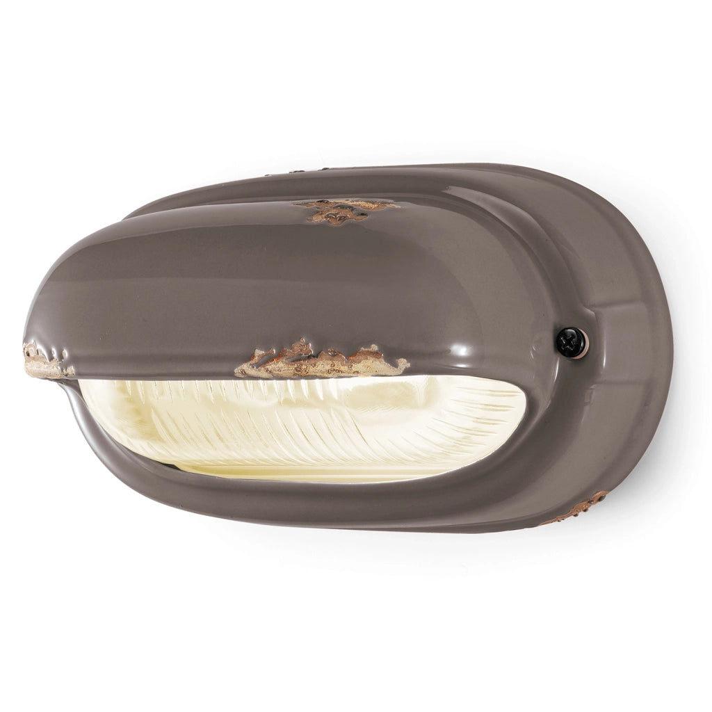 Applique Vintage Orizzontale Ceramica Tortora 1 Luce E27