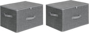 SONGMICS Set di 6 Scatole Portaoggetti con Coperchio, Contenitori Pieghevoli con Maniglie, Organizzatori per Vestiti e Giocattoli, Grigio RZB003G22