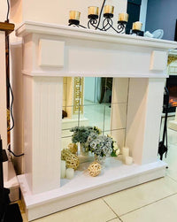 Camino Decorativo da Pavimento 99,7x103,4x27 cm con Specchio  Marina Plus Bianco