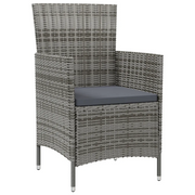 Sedie da Giardino 4 pz | Sedie da Esterno con Cuscini in Polyrattan Grigio