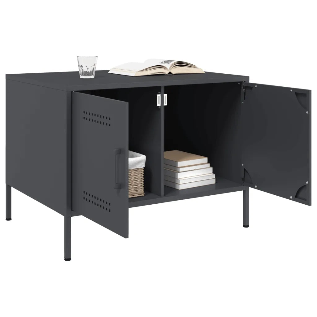 Tavolino da Salotto Antracite 68x50x50,5 cm in Acciaio