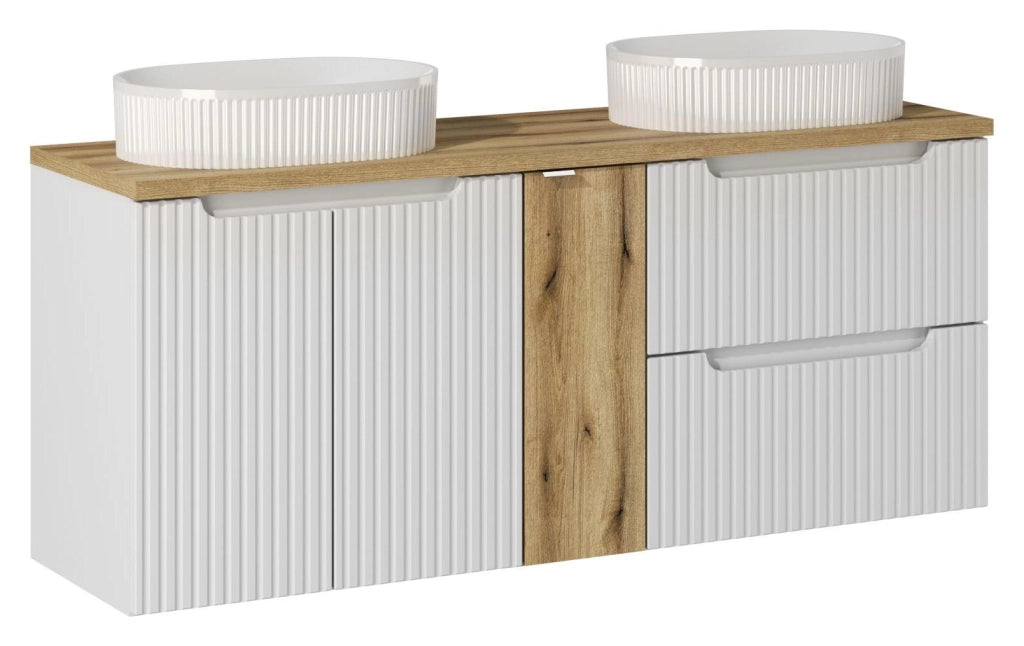 Set mobili bagno 140 cm con lavabi da appoggio Nova White 140 x 1401 x 1401 cm