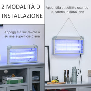 Easycomfort Elettroinsetticida da Esterno e Interno con Lampada Antizanzare UV per 60m², Zanzariera Elettrica 30W Grigio