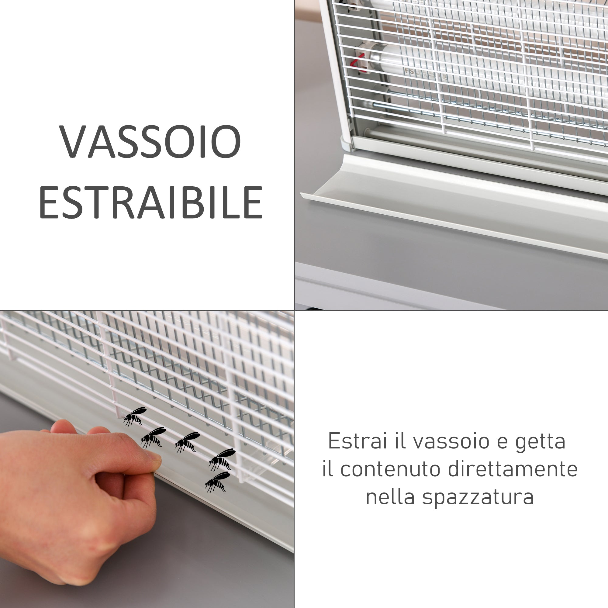 Easycomfort Elettroinsetticida da Esterno e Interno con Lampada Antizanzare UV per 60m², Zanzariera Elettrica 30W Grigio