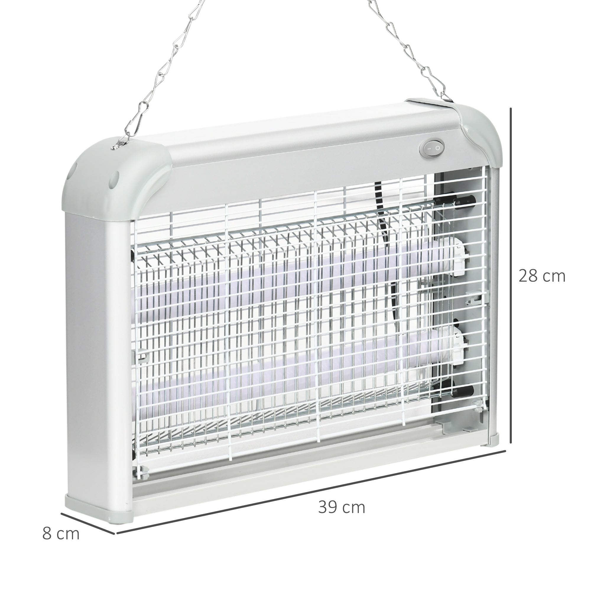 Easycomfort Zapper per Insetti e Zanzare da 20W a Luci LED UV con Vassoio Rimovibile, in ABS e Metallo, 39x8x28 cm