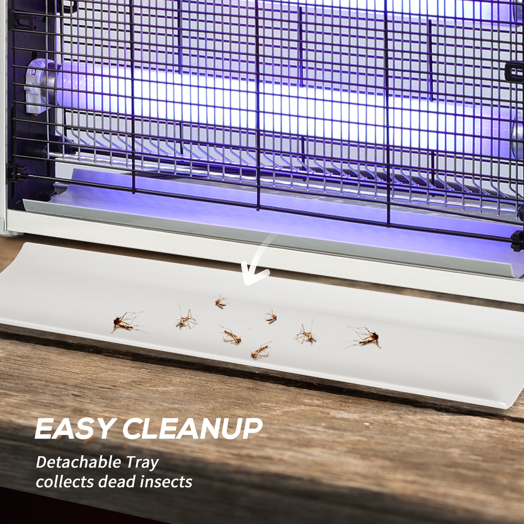 Easycomfort Zapper per Insetti e Zanzare da 20W a Luci LED UV con Vassoio Rimovibile, in ABS e Metallo, 39x8x28 cm