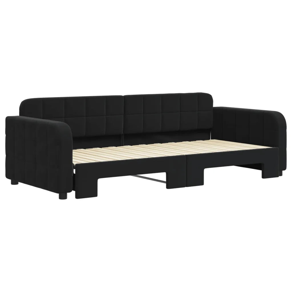 Divano Letto con Letto Estraibile Nero 90x200 cm in Velluto 3196933