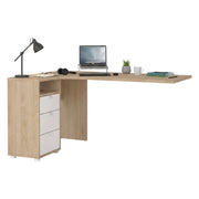 Scrivania Peipah, Scrittoio multiuso, Tavolo per ufficio porta PC, Piano di lavoro, 150x100 h76 cm, Rovere e Bianco