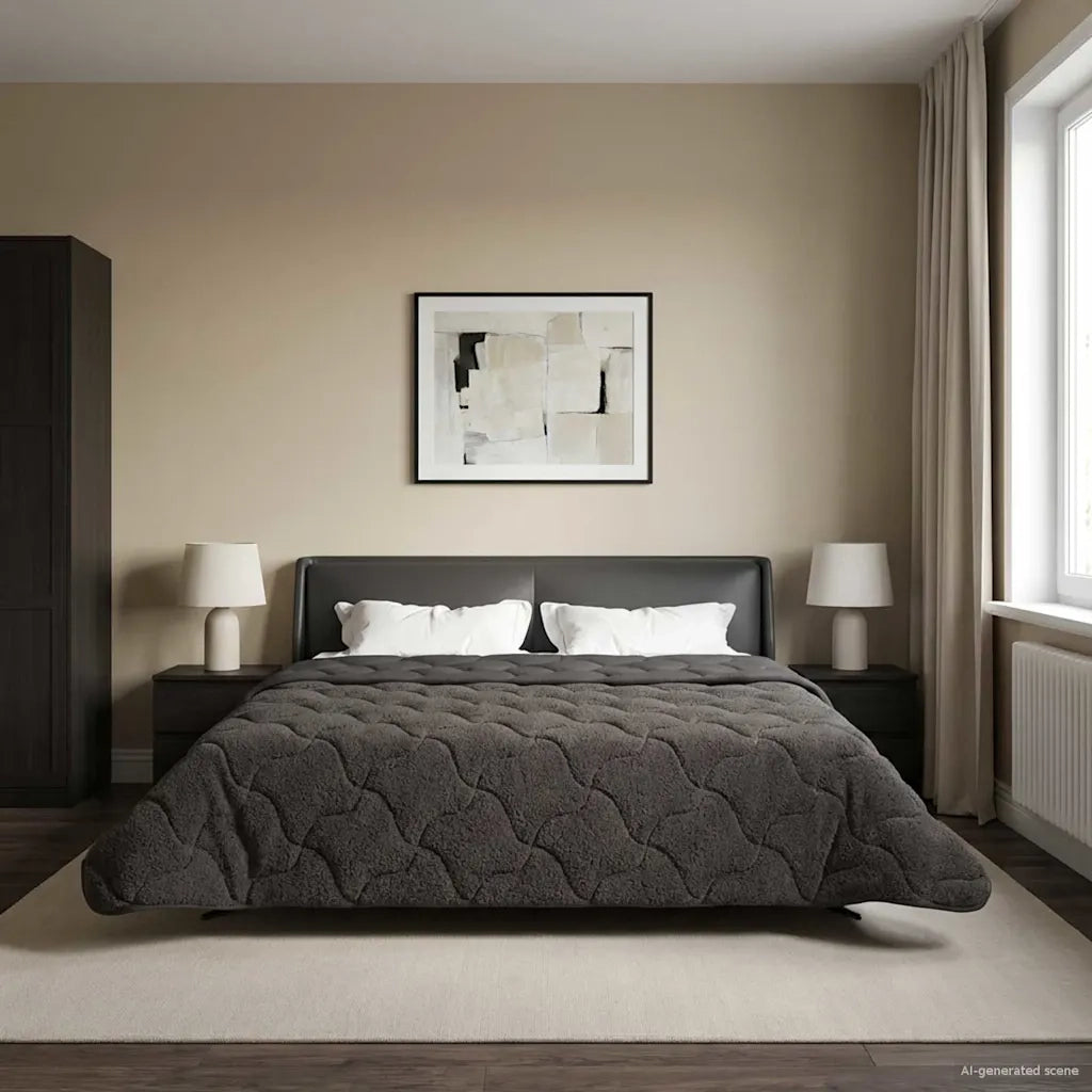 Duvet Estivo Antracite 240 x 260 cm Microfibra e Fleece Teddy 42026168