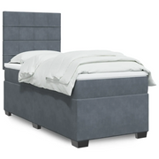 Giroletto a Molle con Materasso Grigio Scuro 90x190 cm Velluto