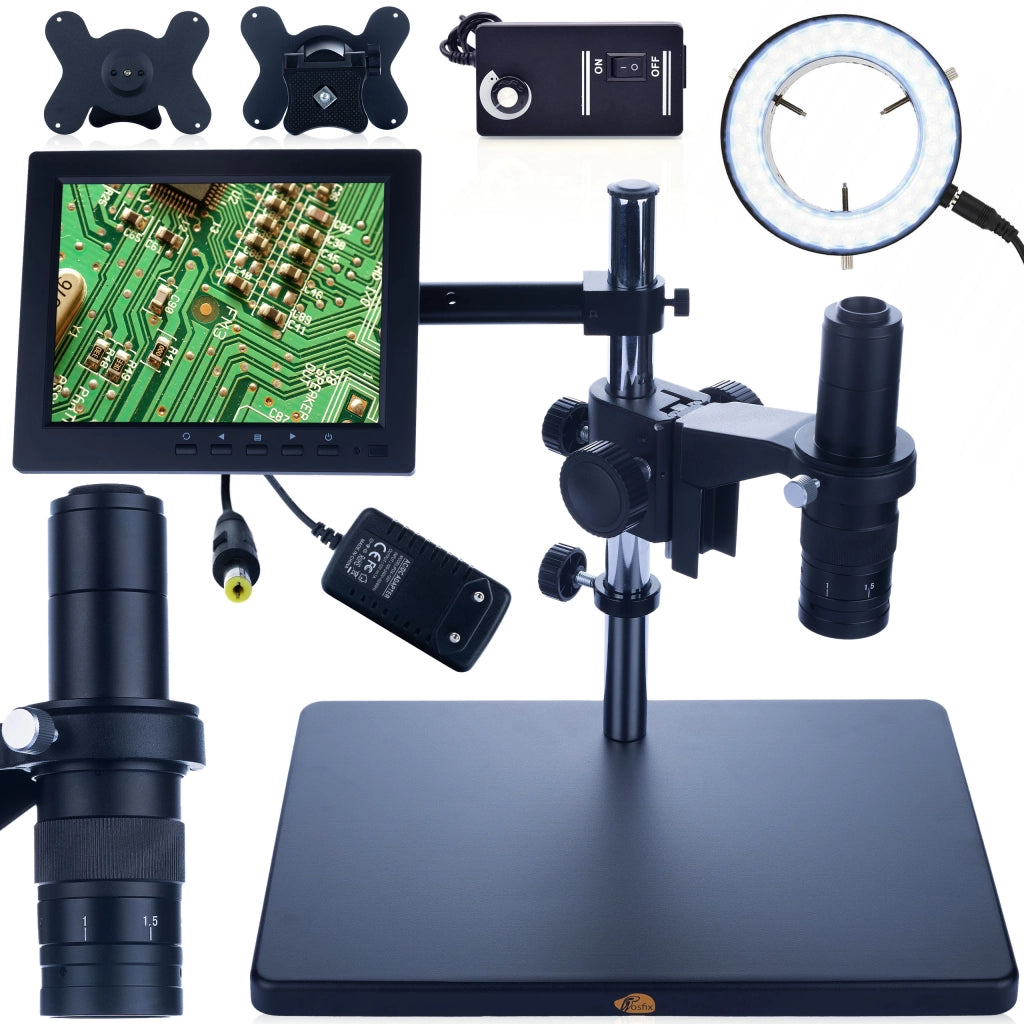 Mikroscopio Digitale Earth Pro MCEP-0.5X – Zoom 7-45x, Display 8" | Oculare Rotante 360° | Set con Illuminatore 56xLED