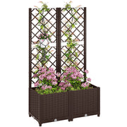 Fioriera con Traliccio per Rampicanti 80x40x135 cm 8 Fori di Drenaggio in PP Marrone